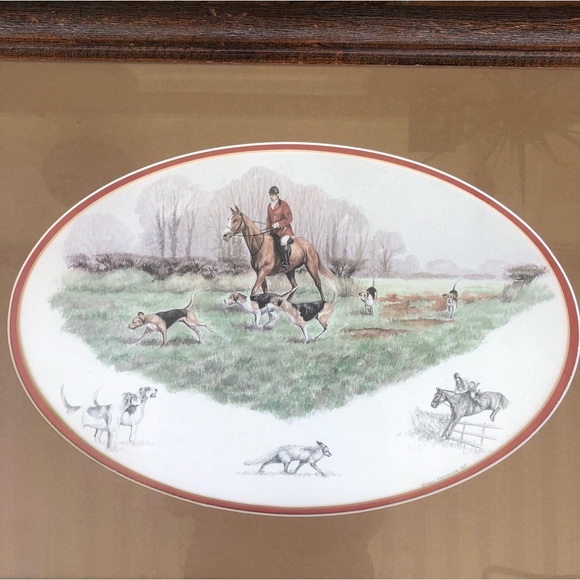 Vintage Framed Nigel Hemming 1985 Pencil Signed Print Fox Hunter, Dogs & Fox - Picture 2 of 8